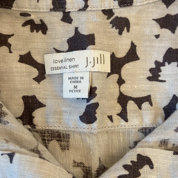 J JILL Love Linen Essential Shirt Size Medium Long Sleeve Button Up Gray - Picture 5 of 7